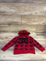 DC Shoes Plaid Zip-Up Hooded Sweatshirt Red sz 2T