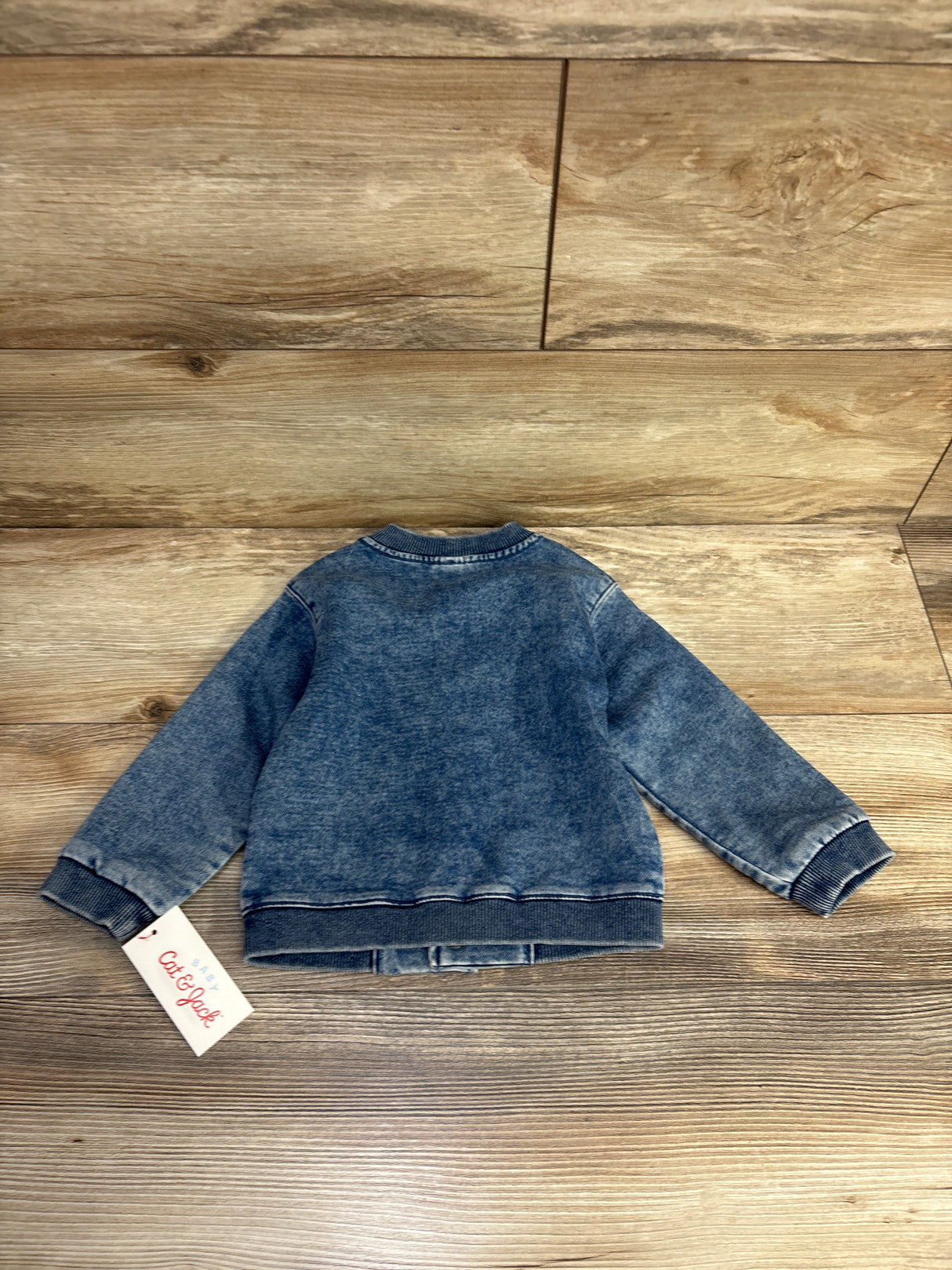 NEW Cat & jack Medium Wash Denim Bomber Jacket Blue sz 18m