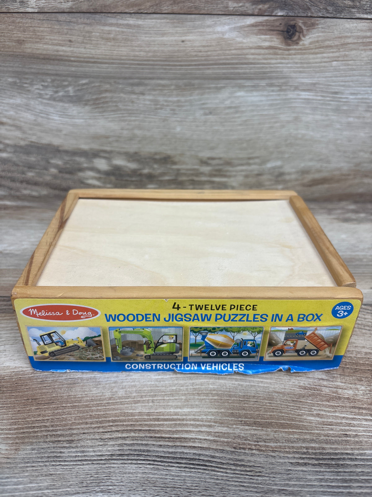 Melissa & Doug Construction Vehicles 4-in-1 Wooden Jigsaw Puzzles in a Box
