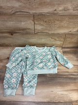 Shein 2pc Floral Sweatshirt & Joggers Set Green sz 2-3T