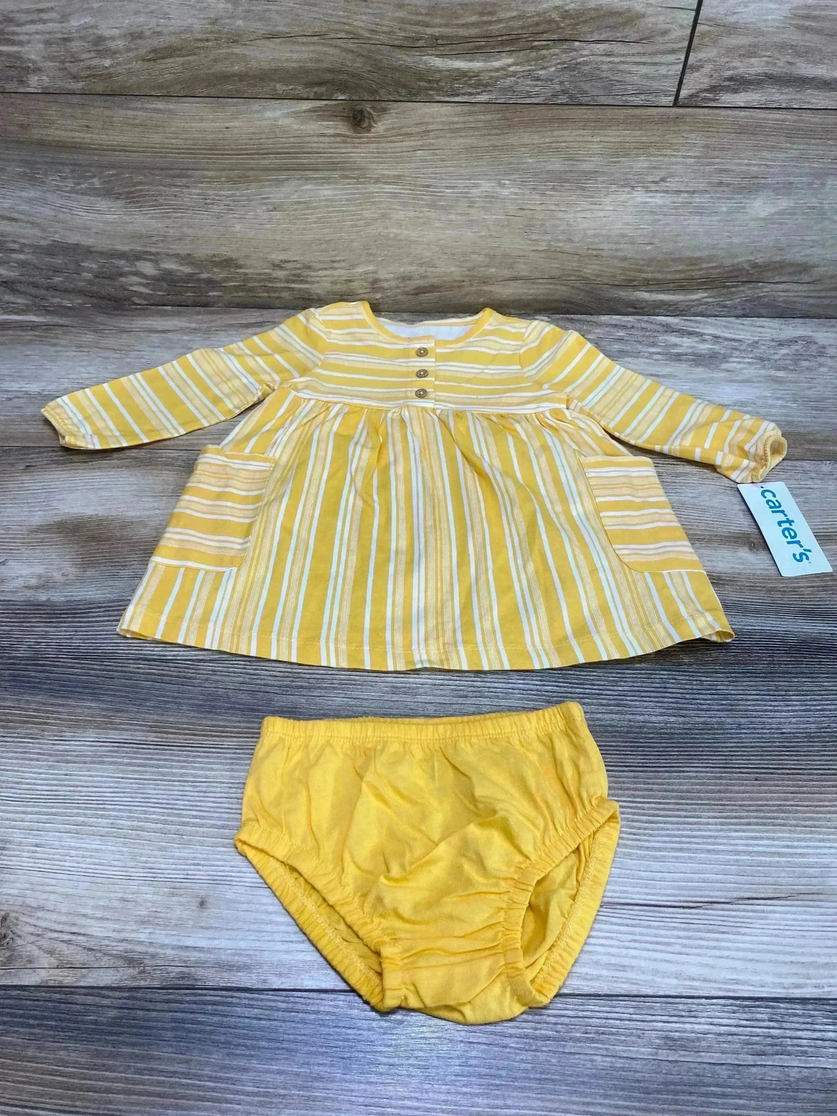 NEW Carter's Striped Dress & Bloomers Yellow sz 6m