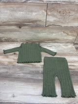 Old Navy 2pc Rib Knit Long Sleeve Top & Pants Set Green sz 0-3m