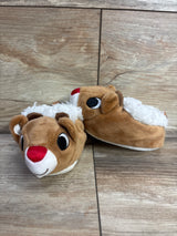 Rudolph the Red-Nosed Reindeer Plush Slippers Brown sz 2/3c