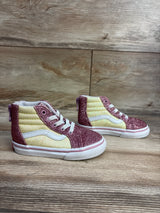 Vans Sk8-Hi Zip Sneakers Pink & Yellow Glitter sz 6c