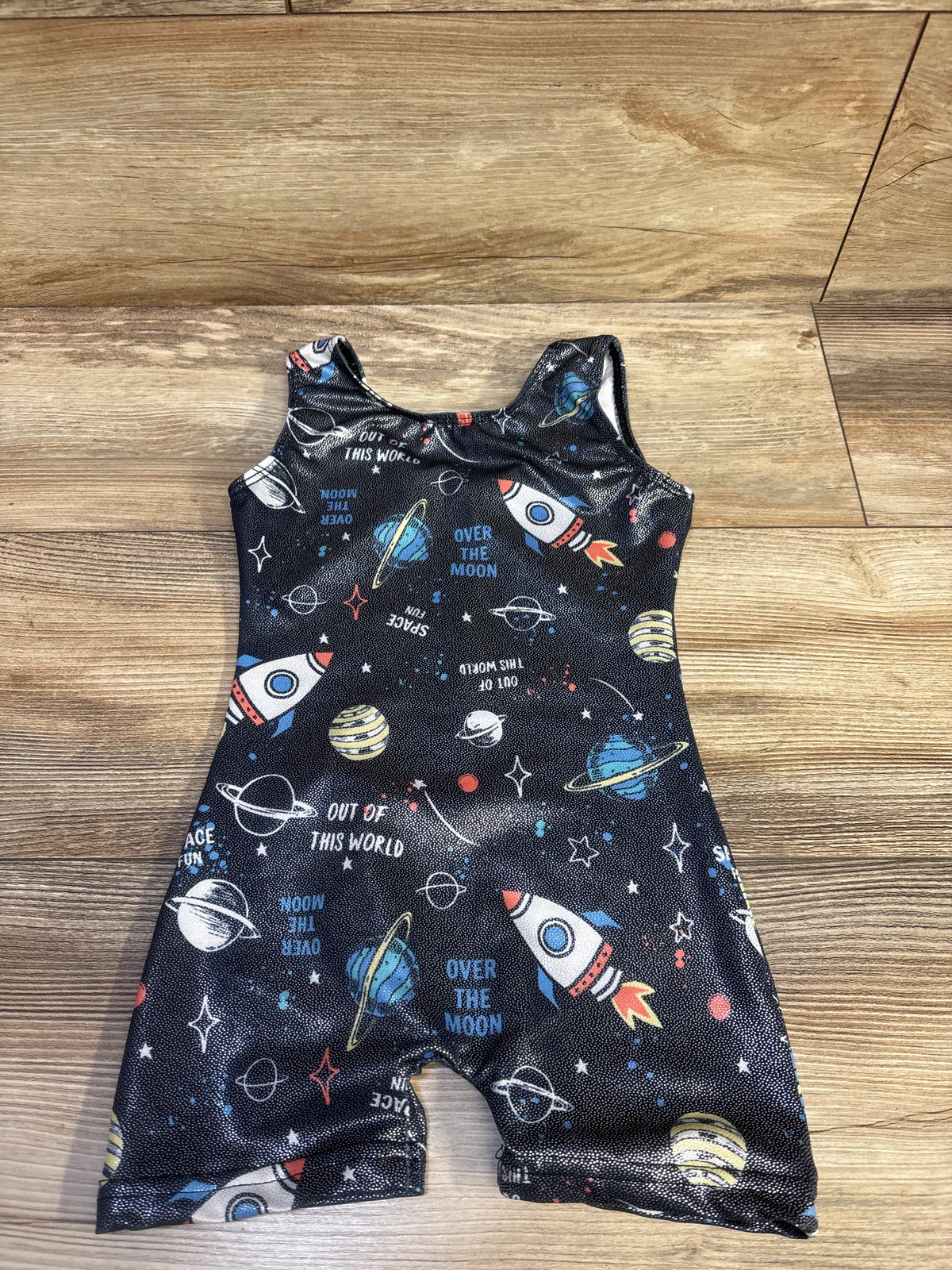 HOZIY Gymnastics Leotard Space Print Black sz 2/3T