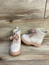Cat & Jack Amaya Lace-Up Combat Boots Cream/Pink sz 6c