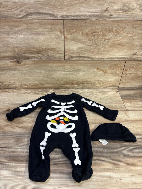 Just One You 2pc Skeleton Bone Coverall & Hat Black sz 3m - Me n Mommy To Be
