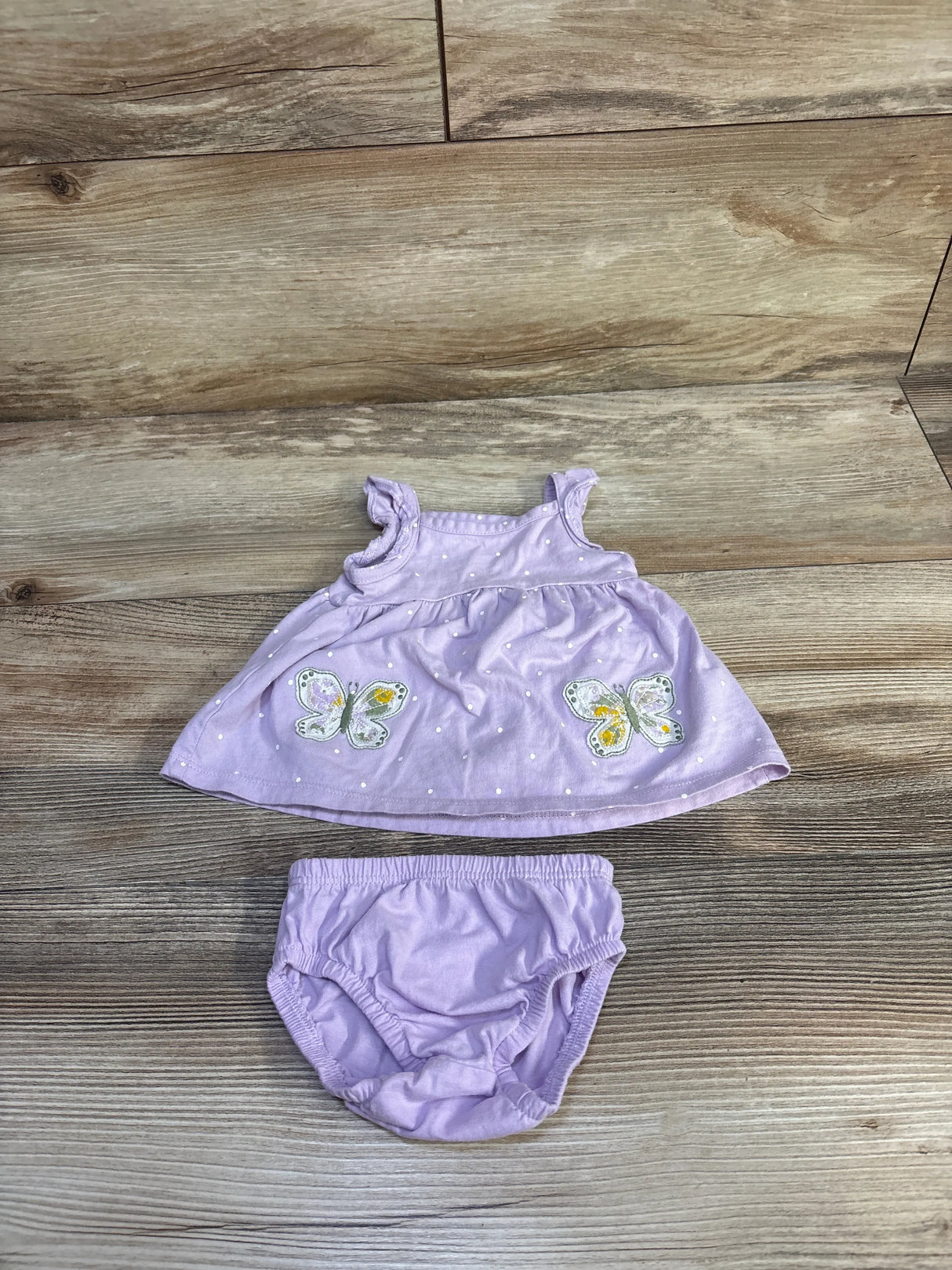 Carter's 2pc Pokka Dot Butterfly Tank Dress & Bloomer Purple sz Newborn