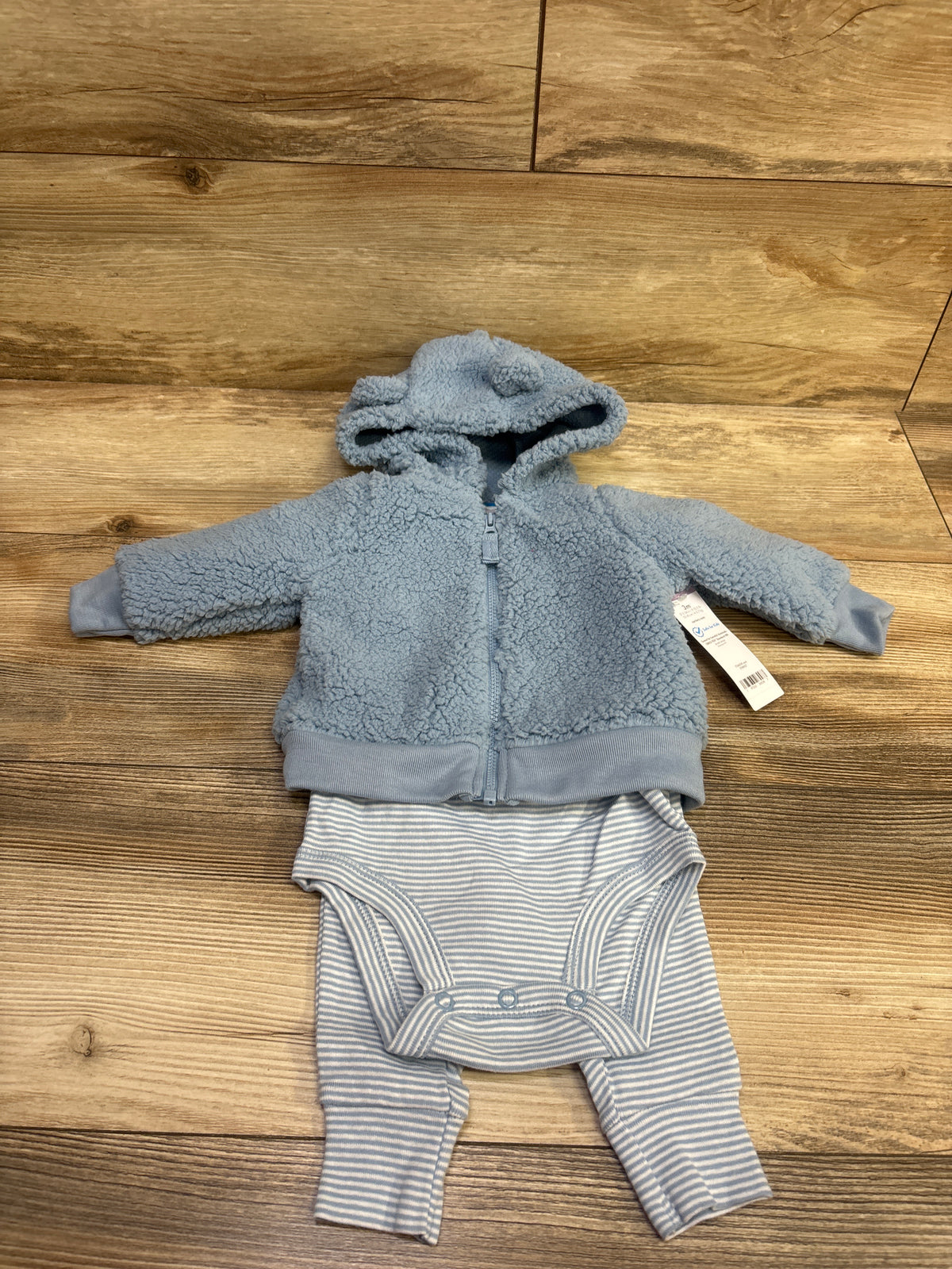 NEW Carter's 3pc Sherpa Jacket, Bodysuit, & Pants Set Blue sz 3m
