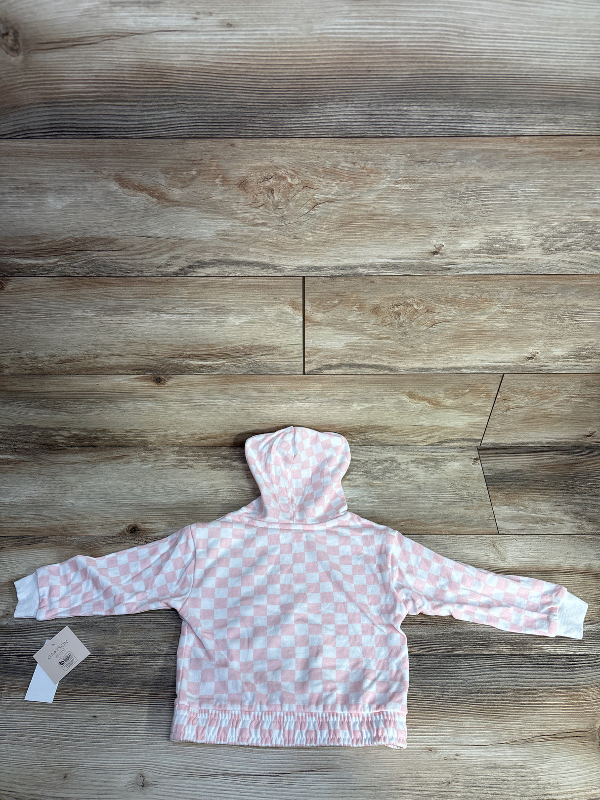 NEW Grayson Mini Checkered Pull Over Hoodie Pink sz 3T