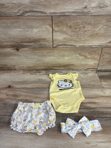 Hello Kitty 3pc Tank Bodysuit, Bloomers & Headband Set Yellow sz 3m