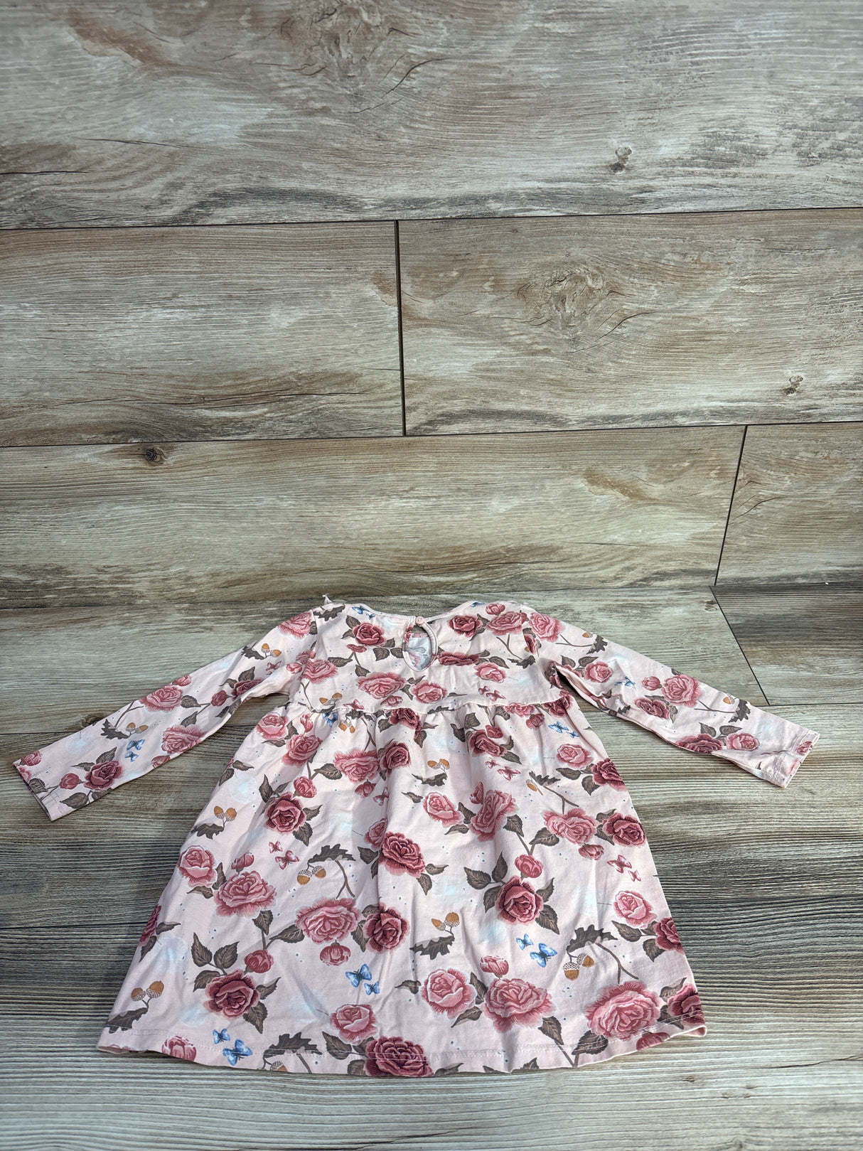 H&M Ruffled Floral Long Sleeve Dress Pink sz 24m