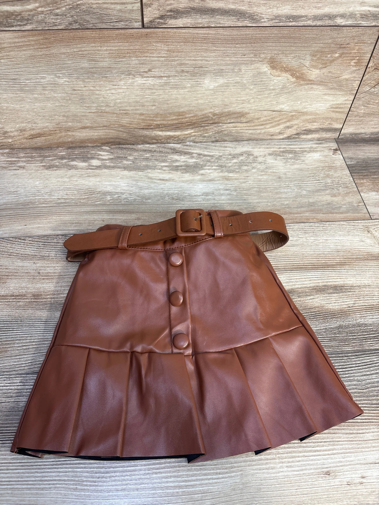 Belted Faux Leather Skirt Brown sz 18-24m