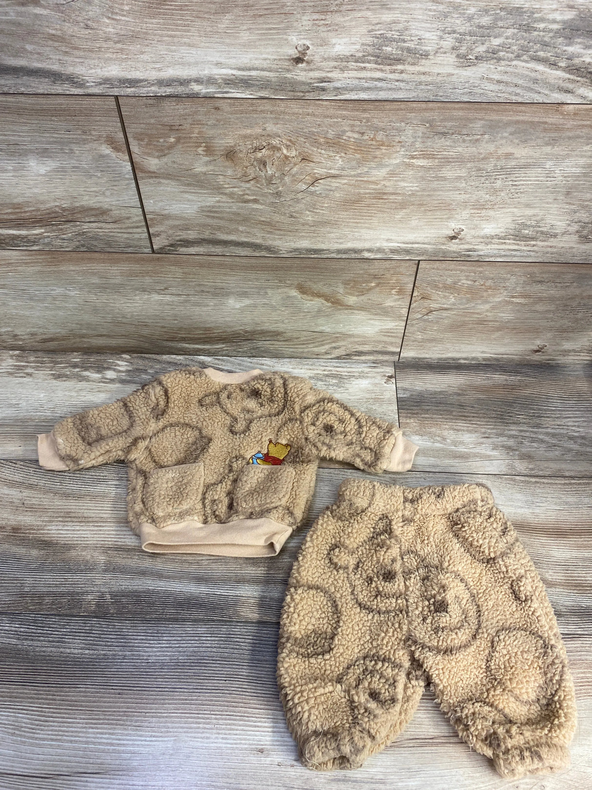 Disney Baby 2pc Sherpa Winnie The Pooh Sweatshirt Set Brown sz Newborn