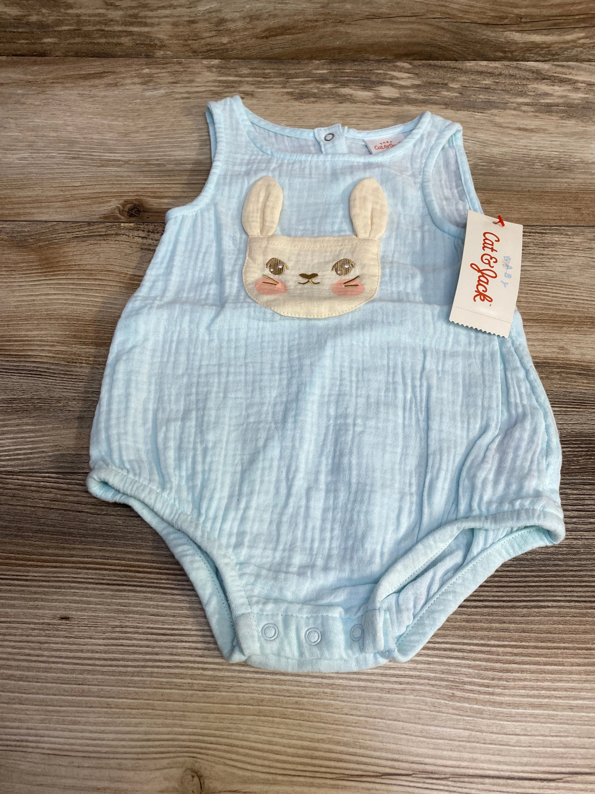 NEW Cat & Jack Gauze Bunny Romper Blue sz 12m