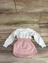 ZZLBUF Pom-Pom Heart Knit Bubble Romper White sz 6-12m