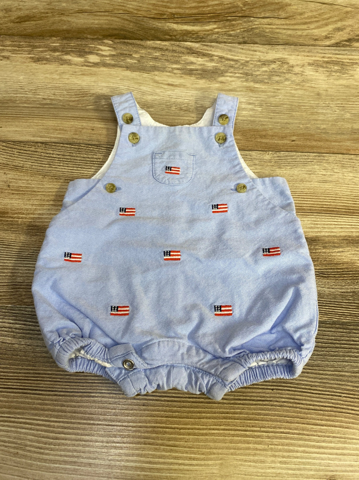 Janie and Jack Embroidered Flag Shortall Blue sz 0-3m