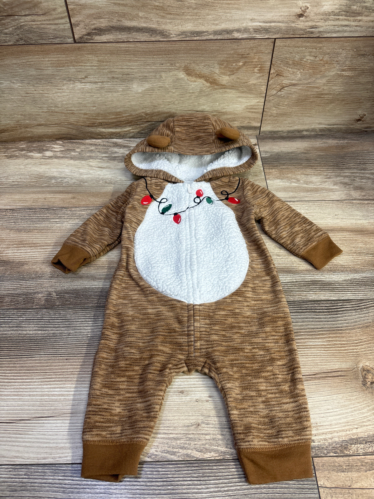 Just One You Reindeer Hooded Coverall Brown sz 3m
