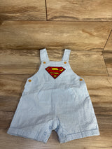 DC Superman Striped Seersucker Shortalls Blue sz 12m