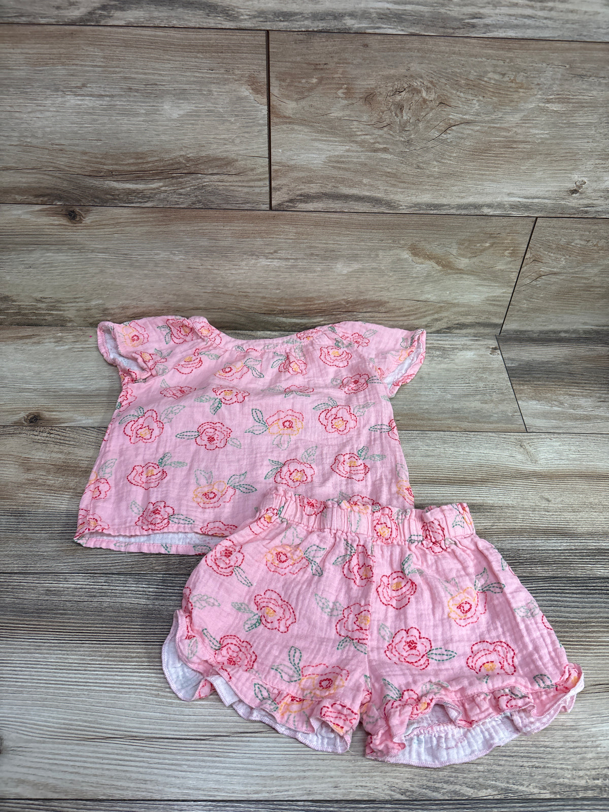 Btween 2pc Gauze Top & Shorts Set Pink sz 4T