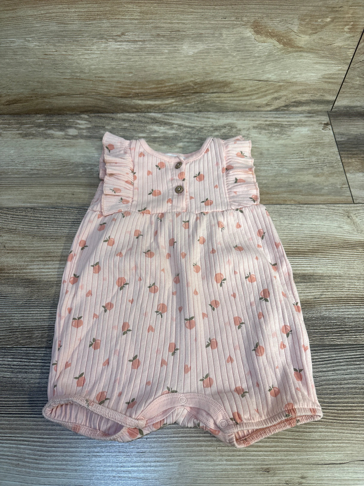 Willow + Whimsy Ribbed Peach Shortie Romper Peach sz 12m
