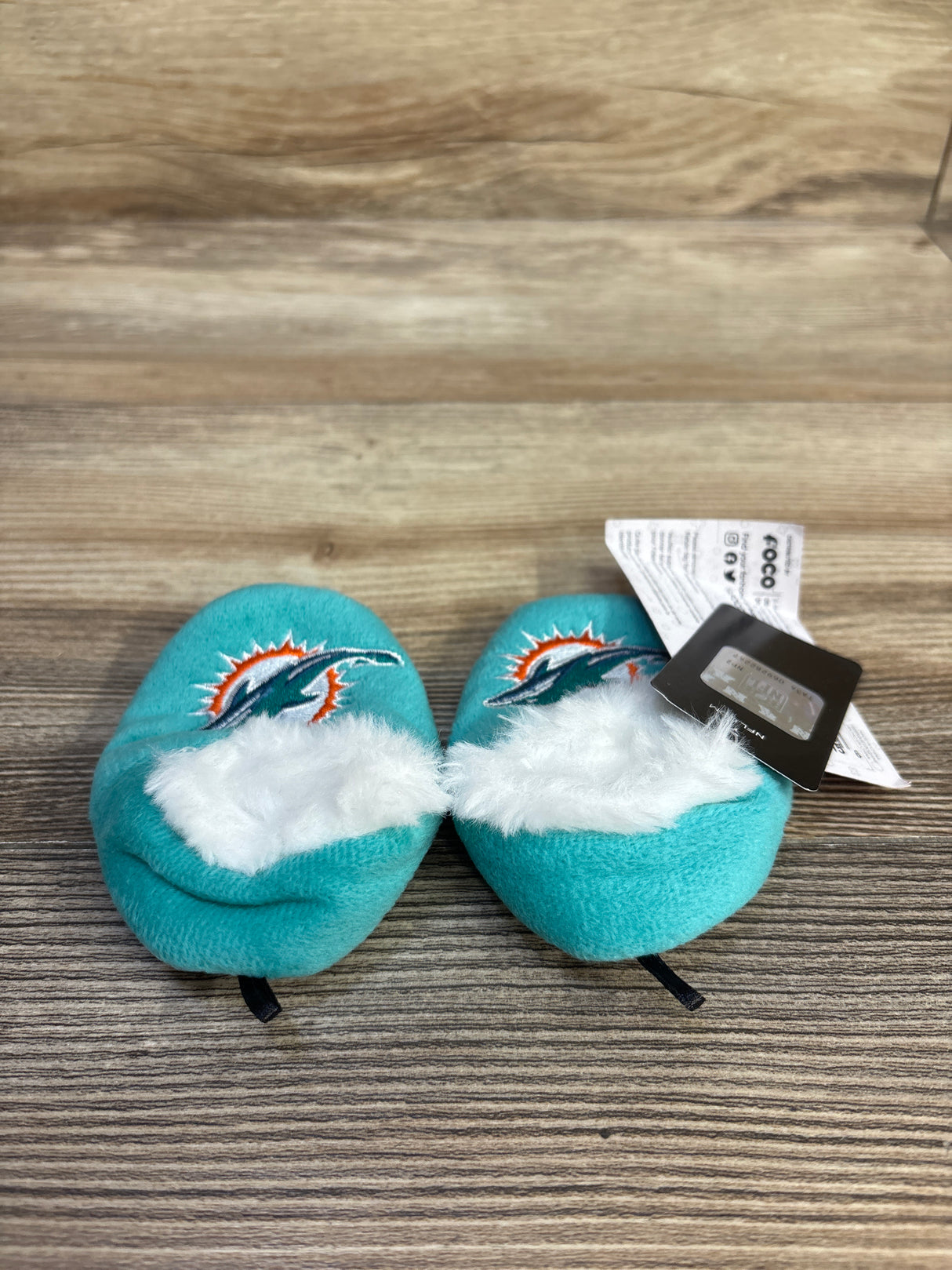 NEW FOCO NFL Miami Dolphins Logo Baby Bootie Slippers Teal sz 1c