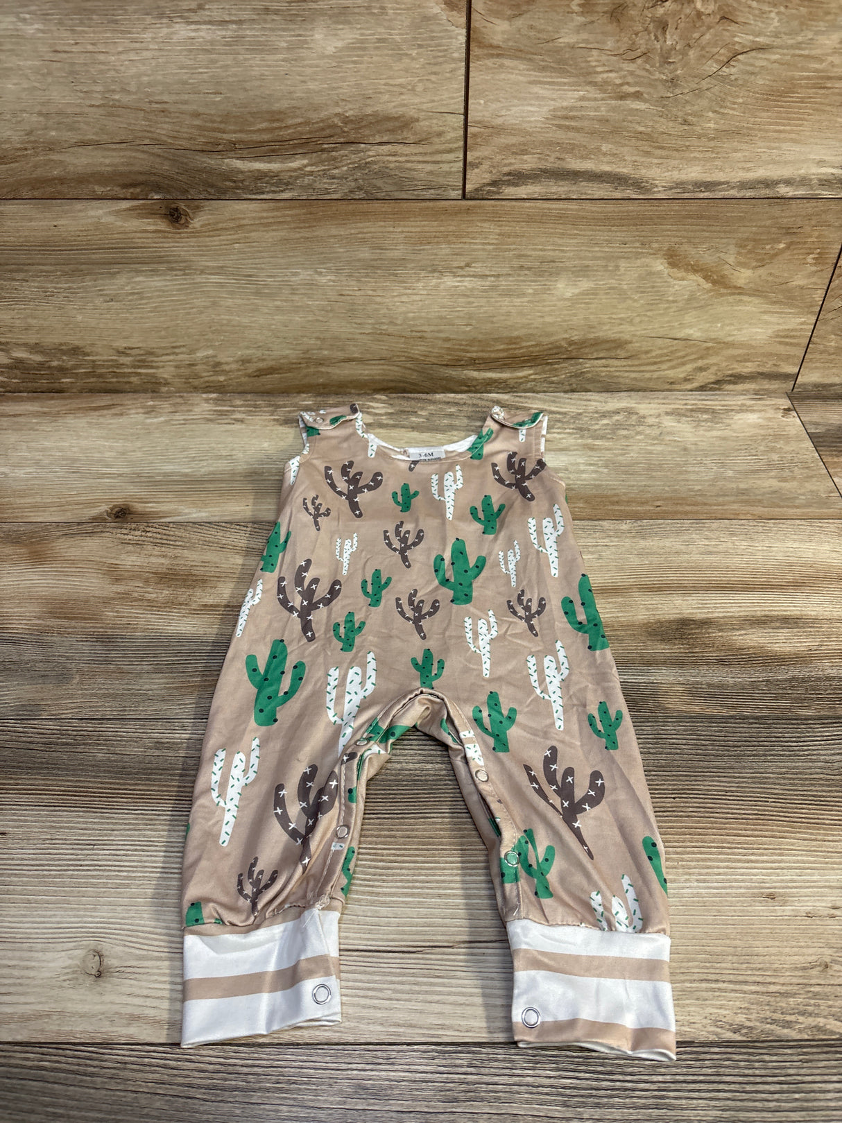 Cactus Print Sleeveless Jumpsuit Tan sz 3-6m