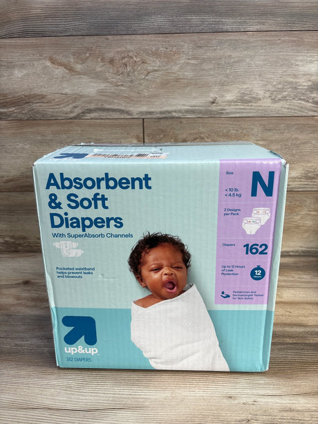 Absorbent & Soft Diapers for Newborns, 162 Count, Up&Up Brand