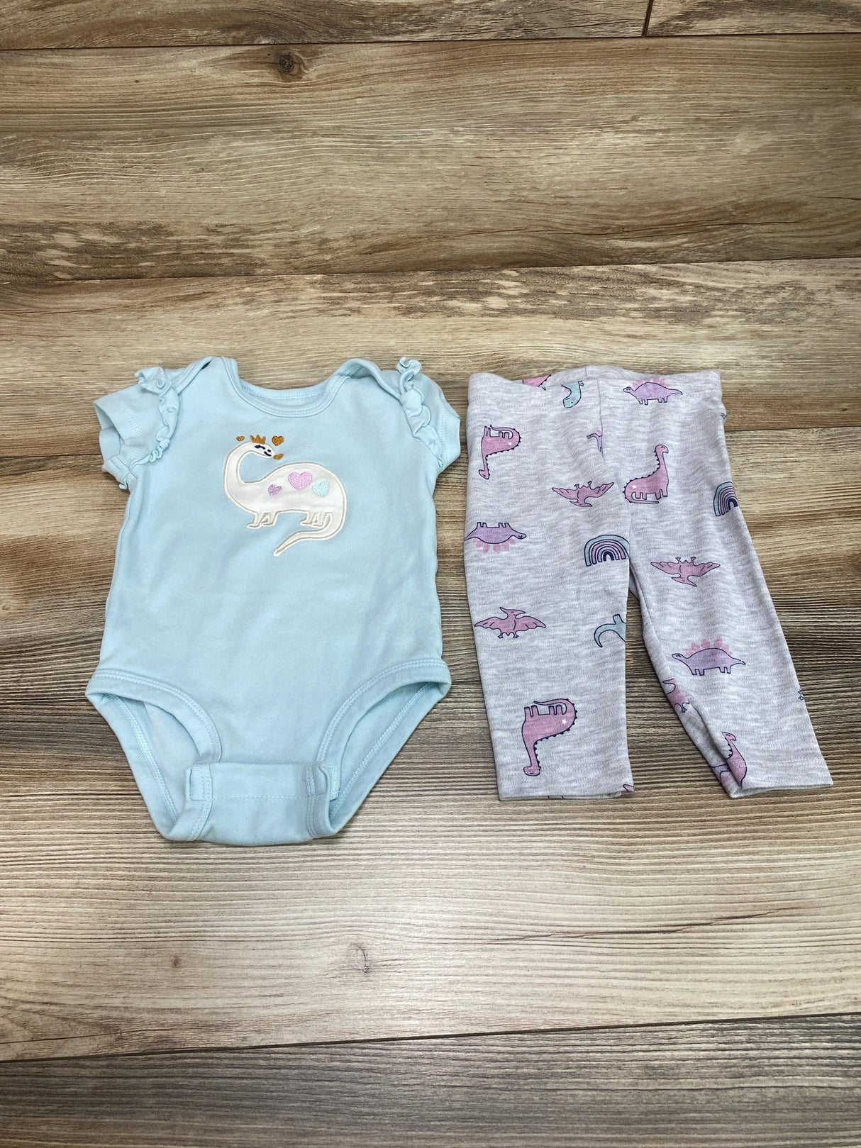 Pekkle 2pc Dino Bodysuit & Pants Blue sz 6m