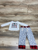 Mudpie 2pc Up To Snow Good Pajama Set Grey sz 0-6m - Me n Mommy To Be