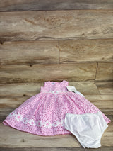 NEW Blueberi Boulevard 2pc Eyelet Dress & Bloomers Set Pink sz 24m