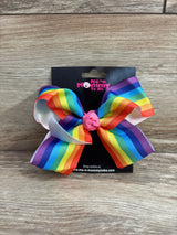 NEW Large Rainbow Striped Hair Bow