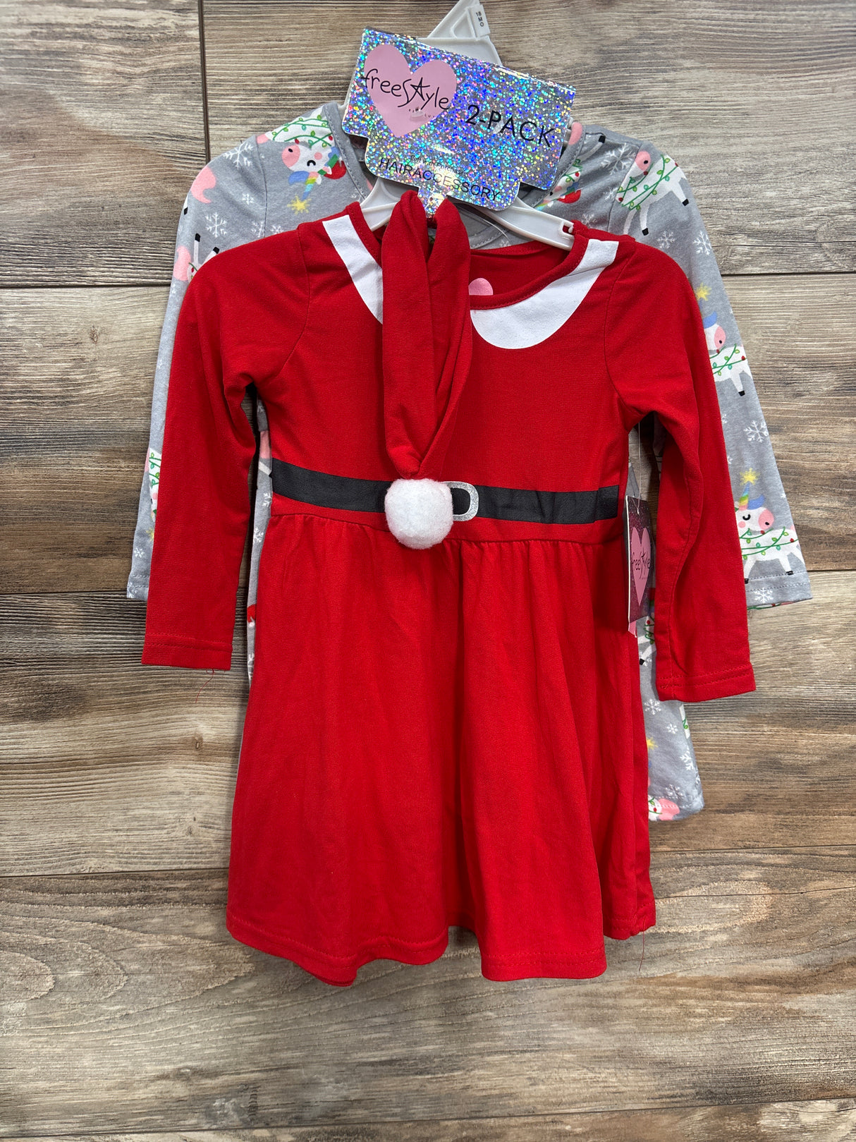 NEW Free Style 3pc Christmas Dress Set Red sz 18m