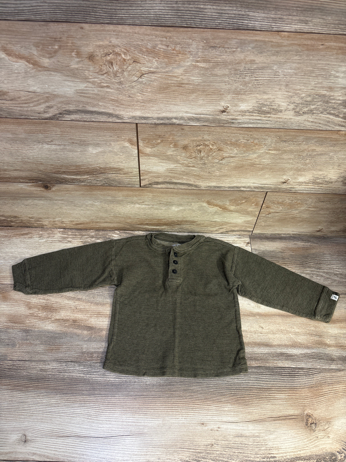 Easy Peasy Long Sleeve Henley Shirt Green sz 4T