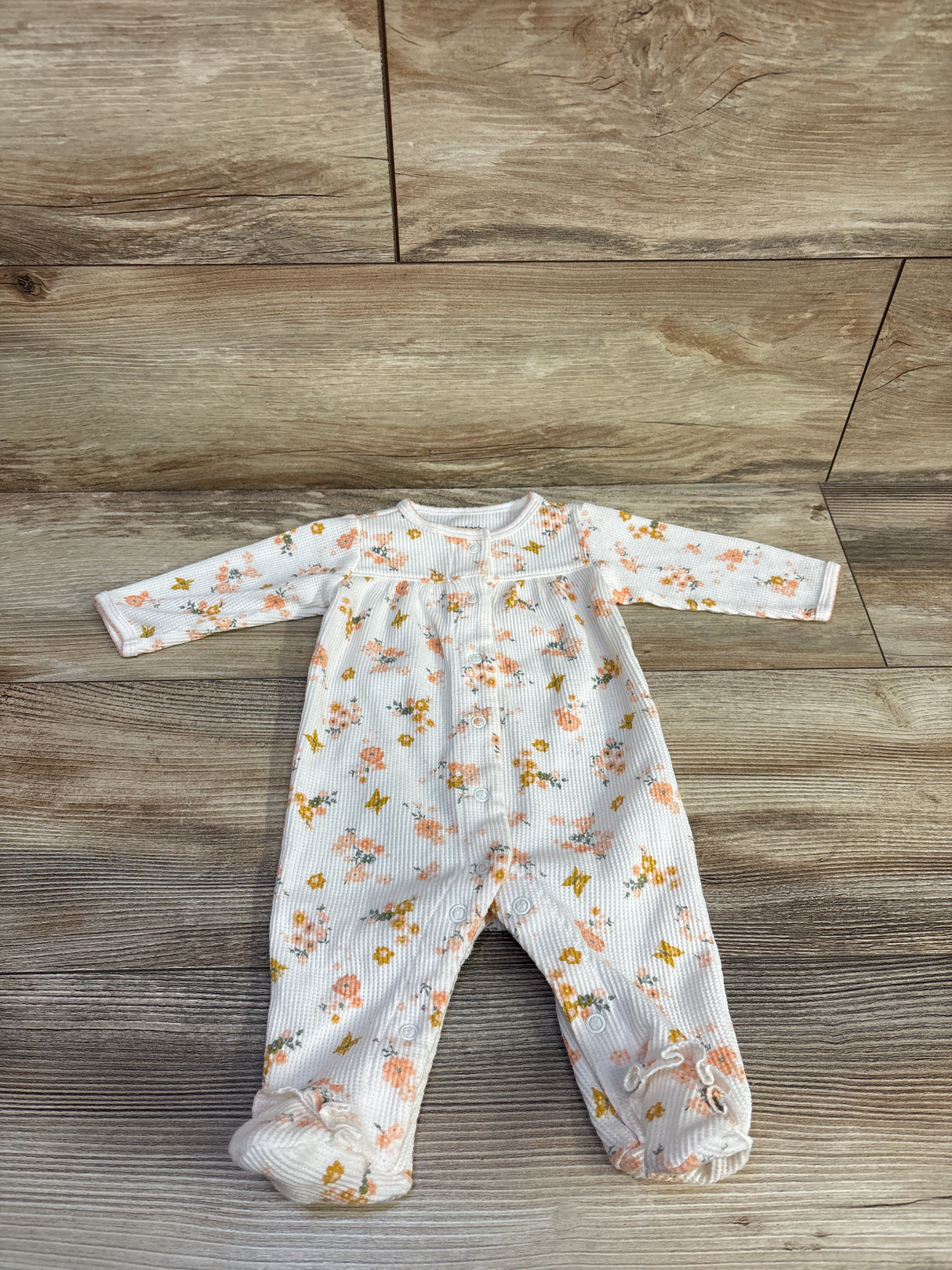 Carter's Floral Waffle Knit Snap Sleeper Cream sz 3m