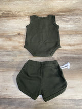 2pc Thermal Bodysuit & Shorts Green sz 3-6m