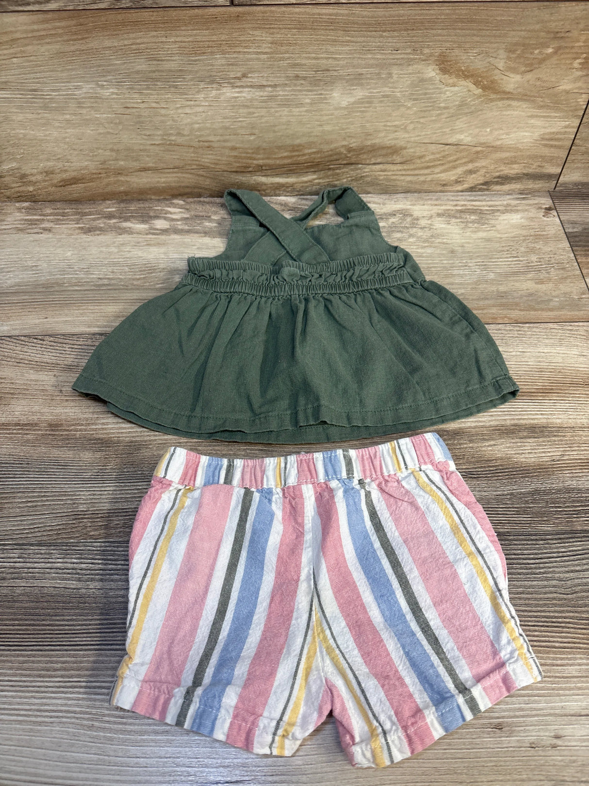 Carter's 2pc Linen Tank & Bottoms Olive sz 9m