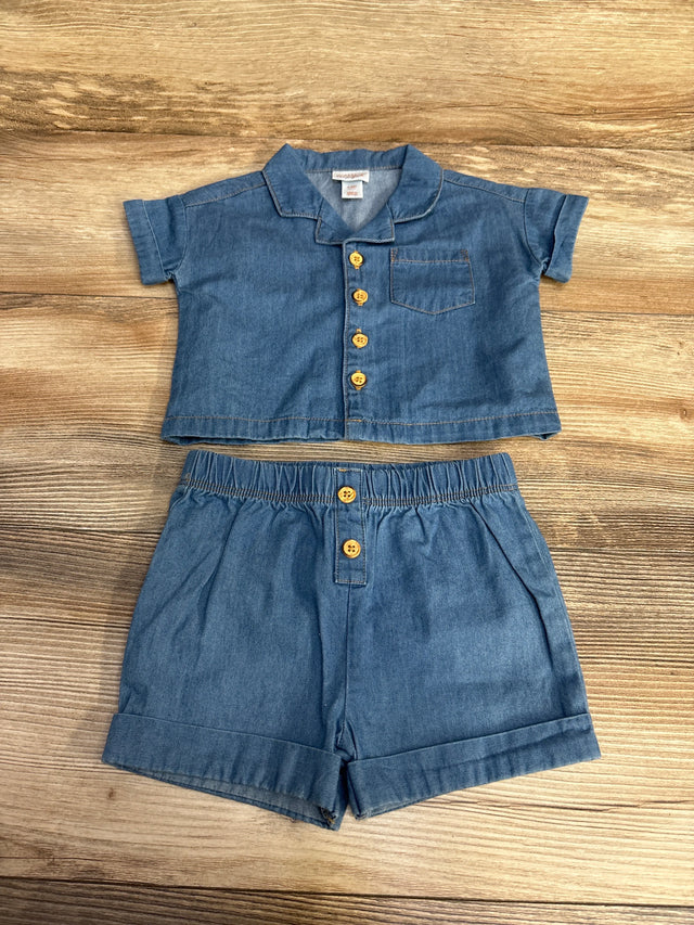 Cat & Jack 2pc Chambray Button Up Shirt & Shorts Blue sz 3-6m - Me n Mommy To Be