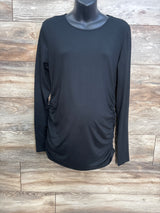 Ekouaer Ruched Long Sleeve Shirt Black sz Large