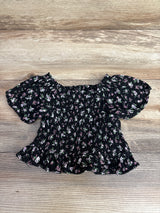 Lemon Kiss Floral Smocked Shirt Black sz 3T