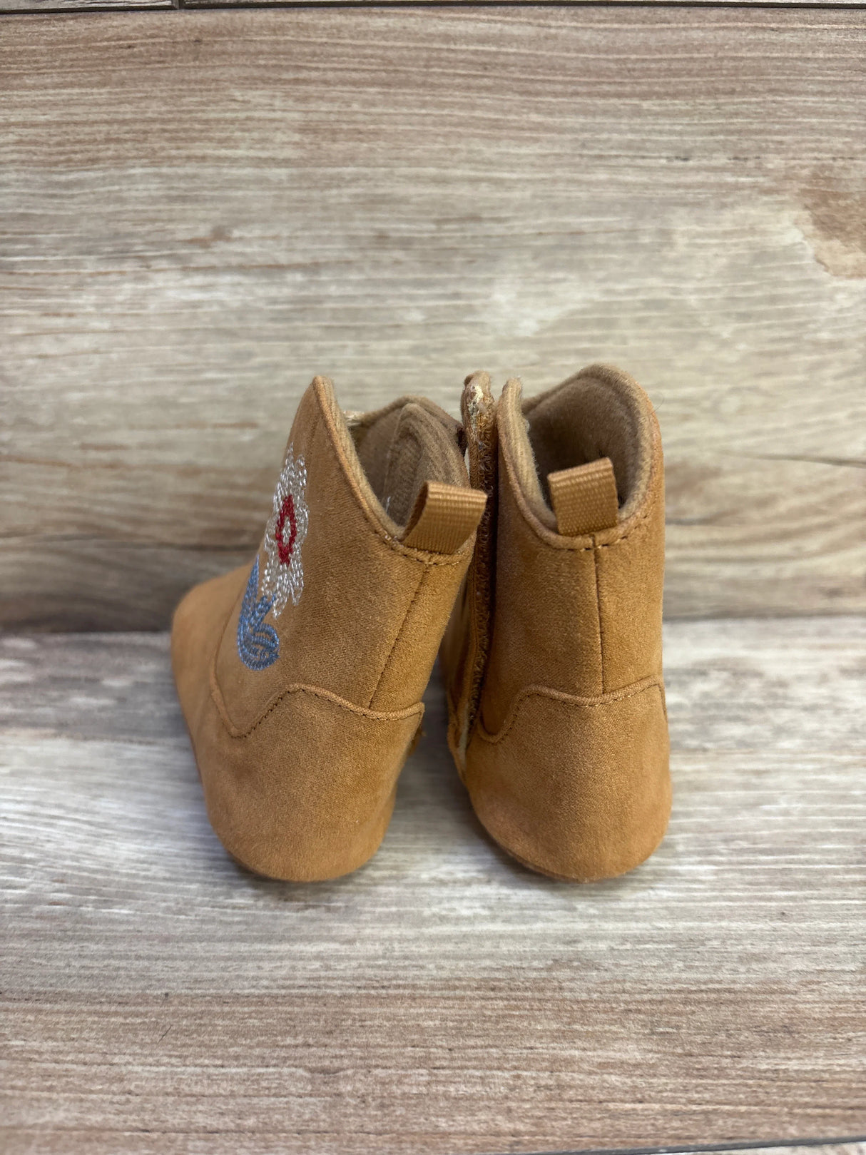 Old Navy Faux-Suede Embroidered Western Booties Brown sz 3/4c