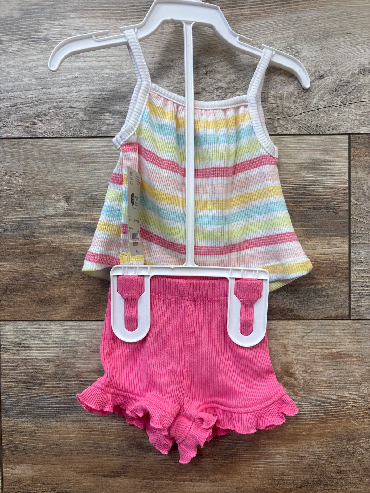 NEW Okie Dokie 2pc Ribbed Tank Top & Shorts Set White sz Newborn