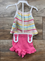 NEW Okie Dokie 2pc Ribbed Tank Top & Shorts Set White sz Newborn