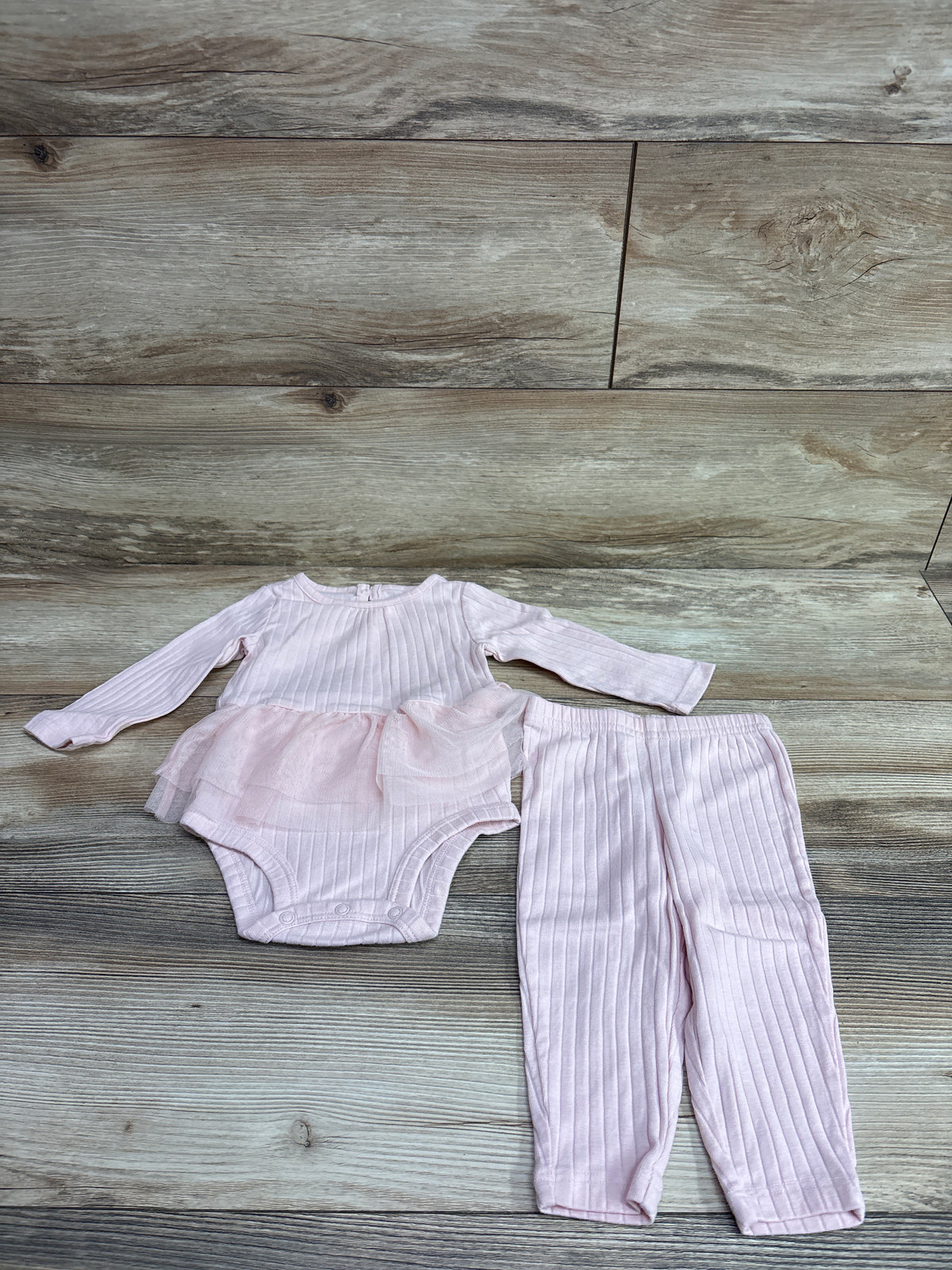 Carter's 2pc Skirted Ribbed Bodysuit & Pants Set Pink sz 9m