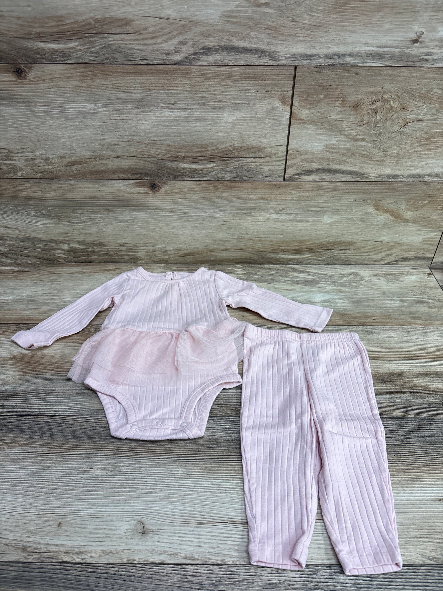 Carter's 2pc Skirted Ribbed Bodysuit & Pants Set Pink sz 9m