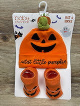 NEW Baby Essentials 2pc Cutest Little Pumpkin Hat & Socks Orange sz 0-6m