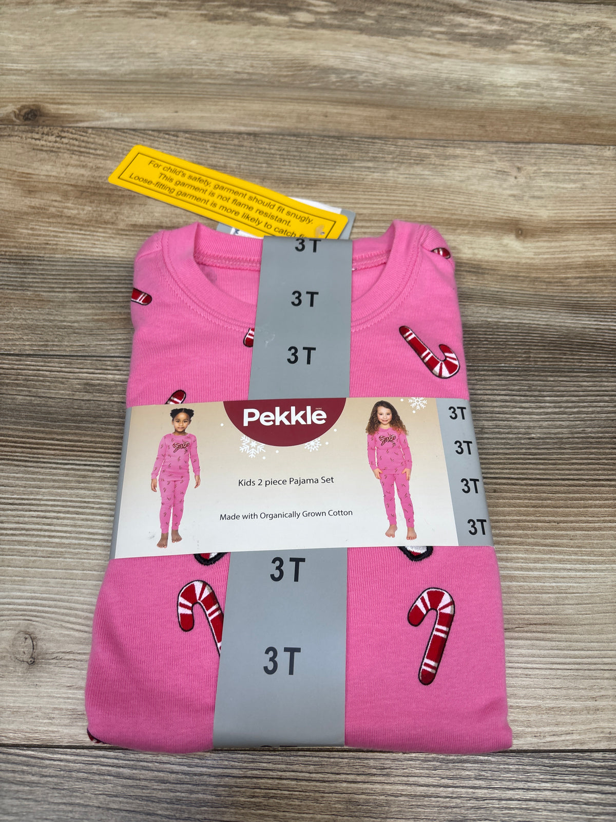 NEW Pekkle 2pc Candy Cane Pajama Set Pink sz 3T