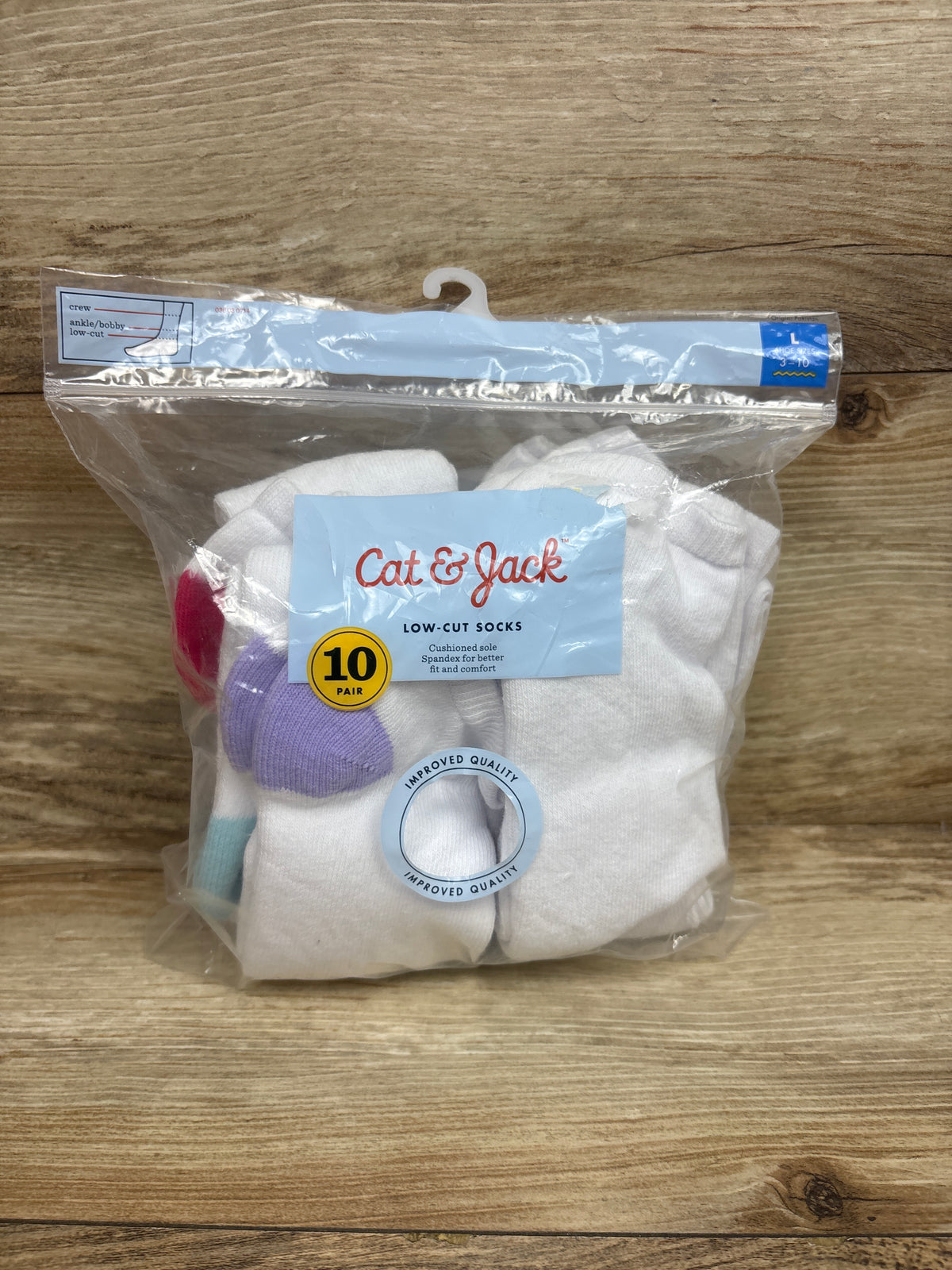 NEW Cat & Jack 10pk Low-Cut Socks sz Large 3-10Y