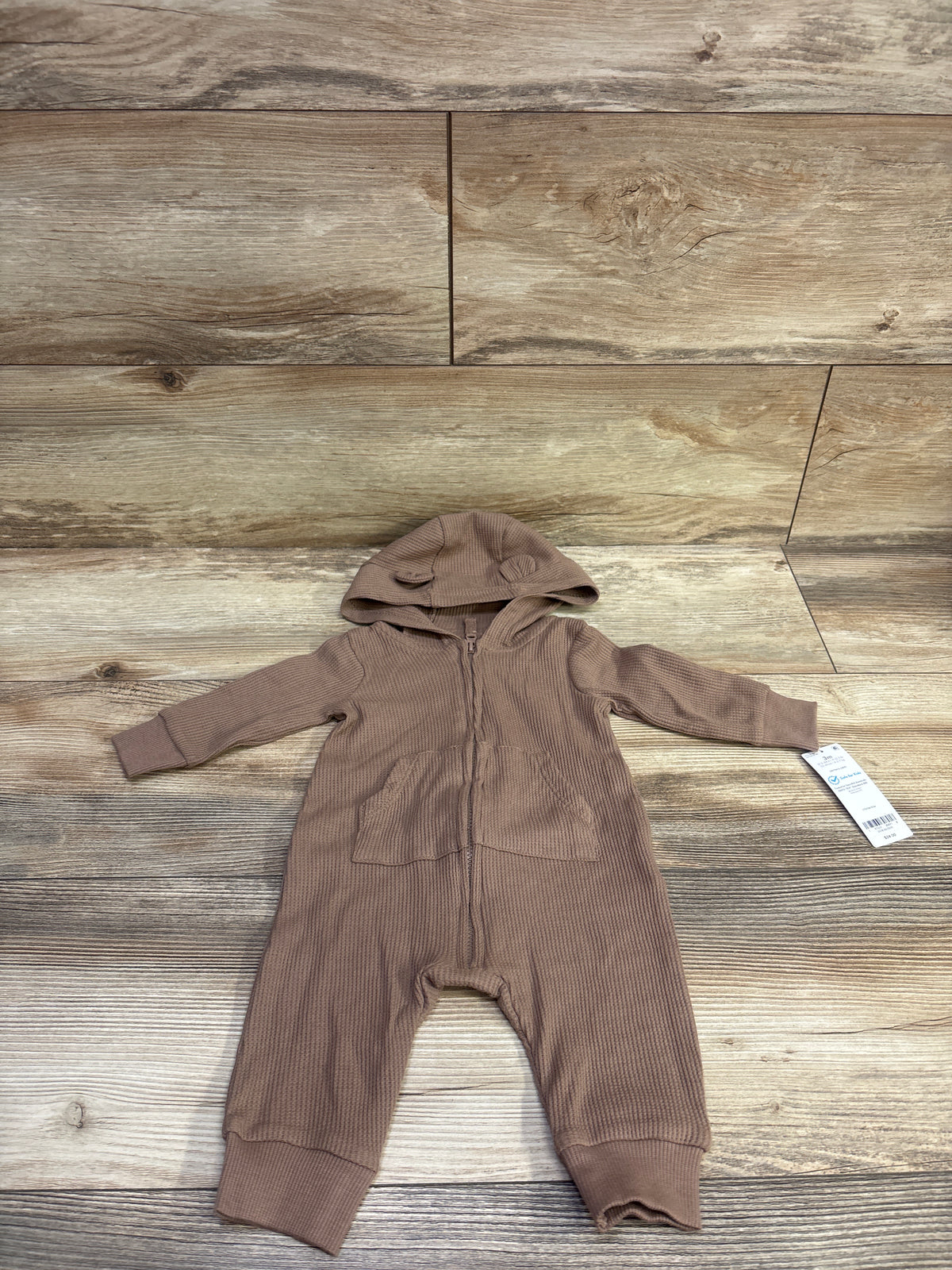 NEW Carter's Waffle Knit Hooded Coverall Brown sz 3m