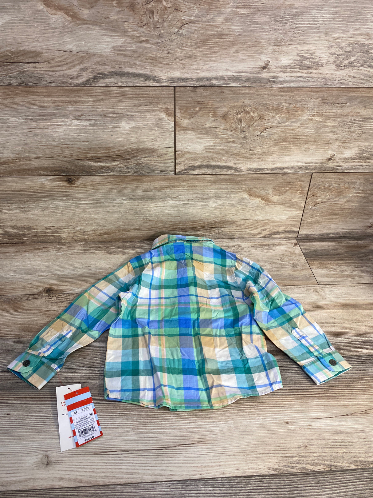 NEW Cat & Jack Plaid Button-Up Shirt Green sz 3T